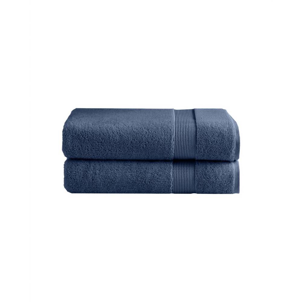 NEW UNDER THE CANOPY classic organic 2-piece bath towel set in navy